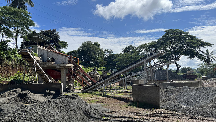 River stone crushing plant for concrete production